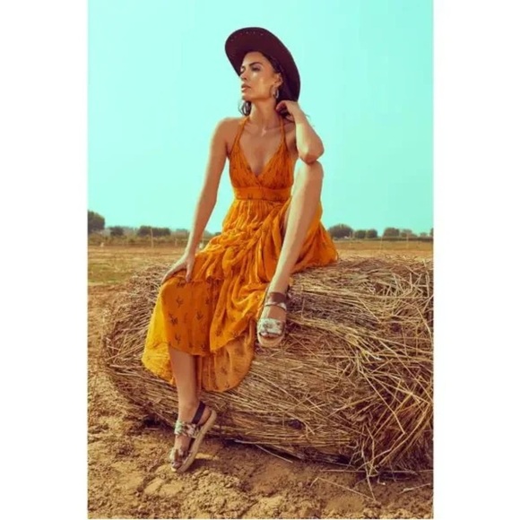 Anthropologie Guapa Floral Halter Midi Dress Sundress Size 6 - Picture 7 of 7